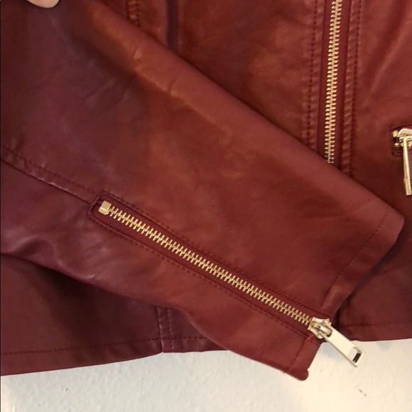 a.n.a Wine Faux Leather Moto Jacket NWOT - Picture 3 of 8